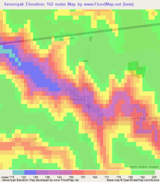 Severnyak,Bulgaria Elevation Map