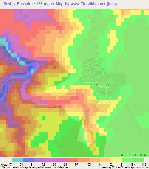Seslav,Bulgaria Elevation Map