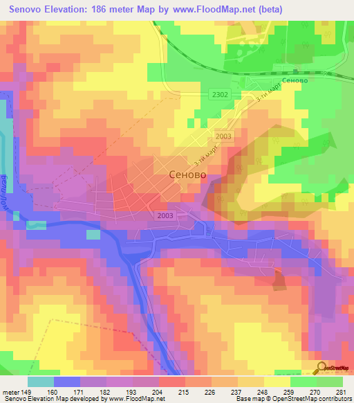 Senovo,Bulgaria Elevation Map