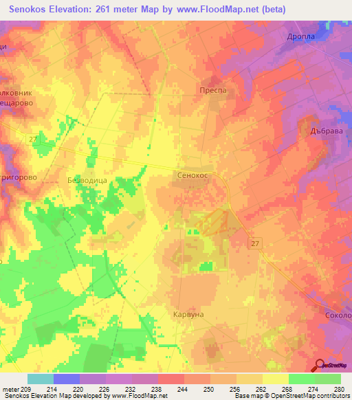 Senokos,Bulgaria Elevation Map