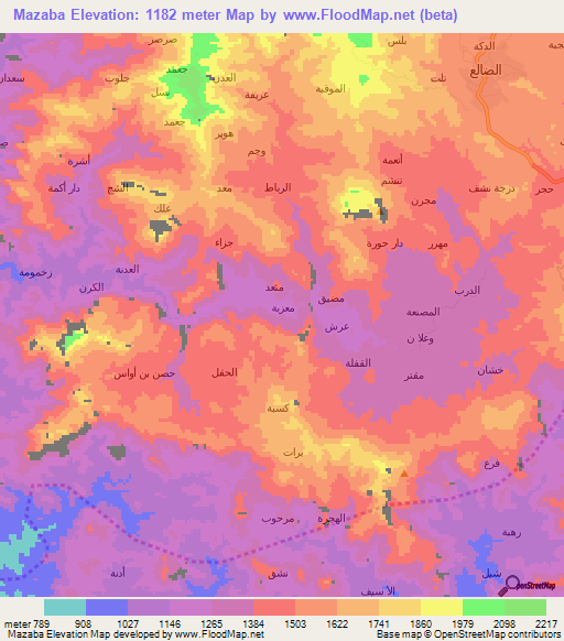 Mazaba,Yemen Elevation Map