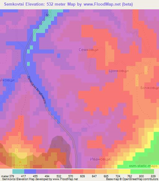 Semkovtsi,Bulgaria Elevation Map