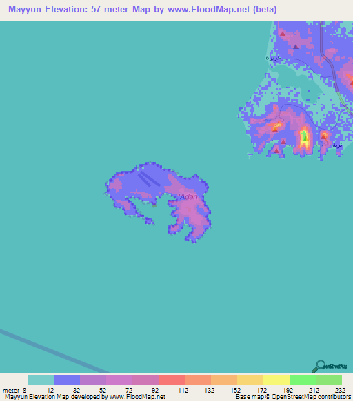 Mayyun,Yemen Elevation Map
