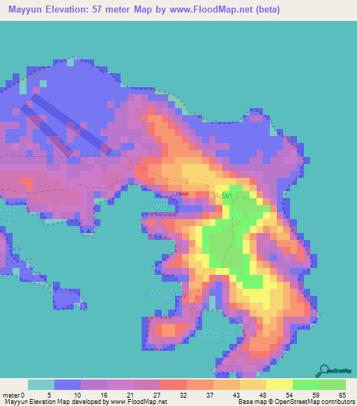 Mayyun,Yemen Elevation Map
