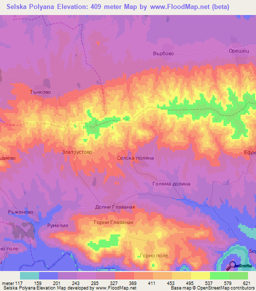 Selska Polyana,Bulgaria Elevation Map