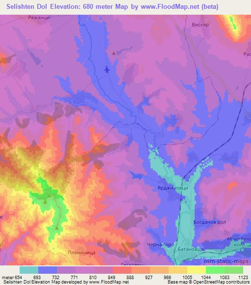 Selishten Dol,Bulgaria Elevation Map