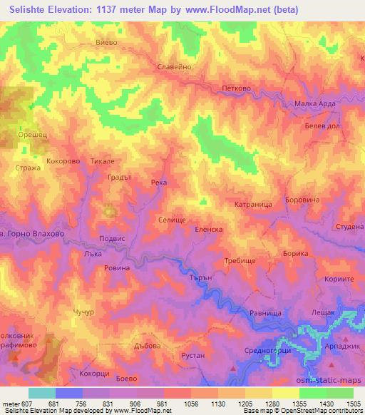 Selishte,Bulgaria Elevation Map