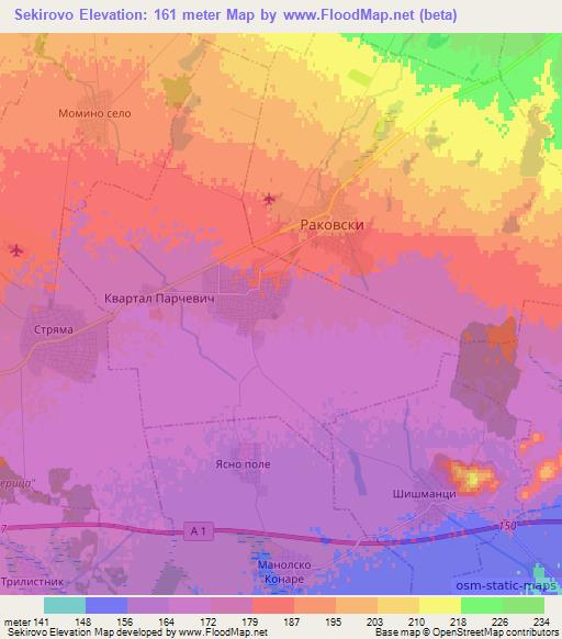 Sekirovo,Bulgaria Elevation Map
