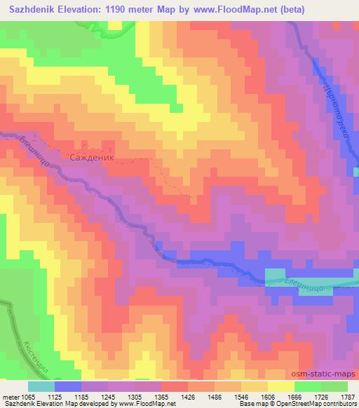 Sazhdenik,Bulgaria Elevation Map
