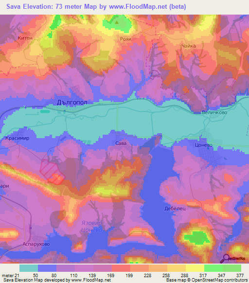 Sava,Bulgaria Elevation Map
