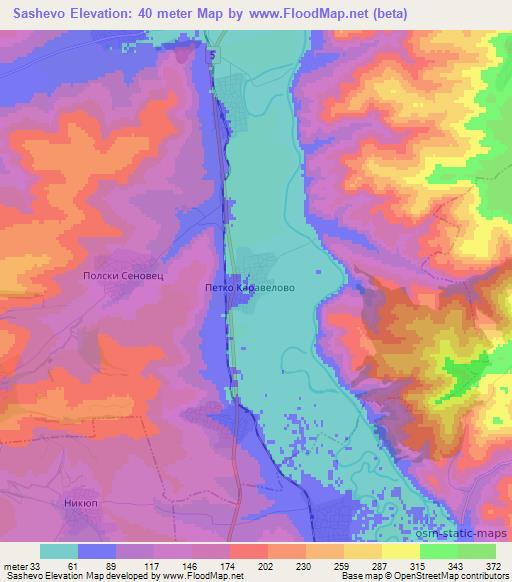Sashevo,Bulgaria Elevation Map