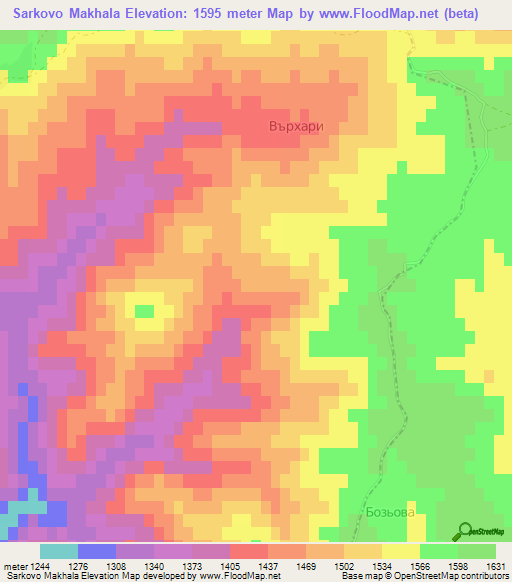 Sarkovo Makhala,Bulgaria Elevation Map