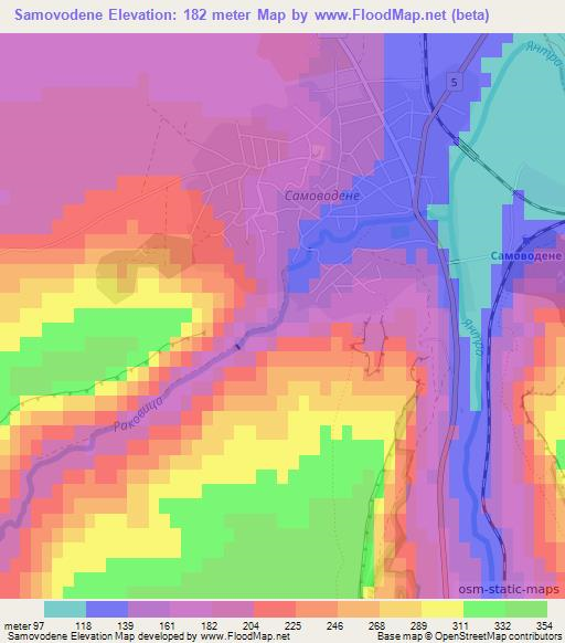 Samovodene,Bulgaria Elevation Map