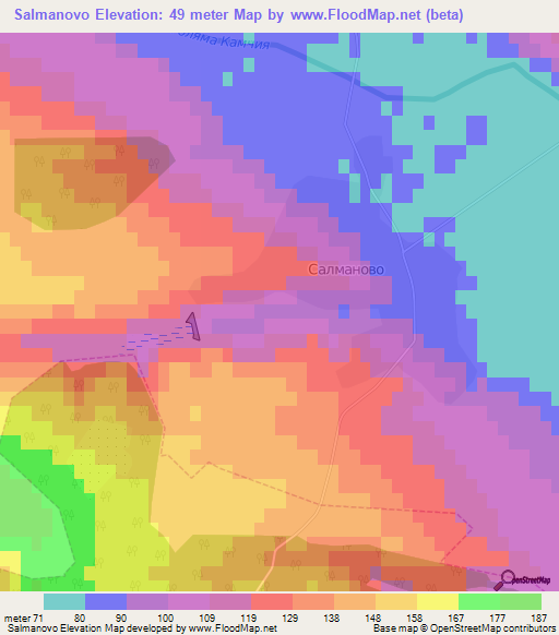 Salmanovo,Bulgaria Elevation Map