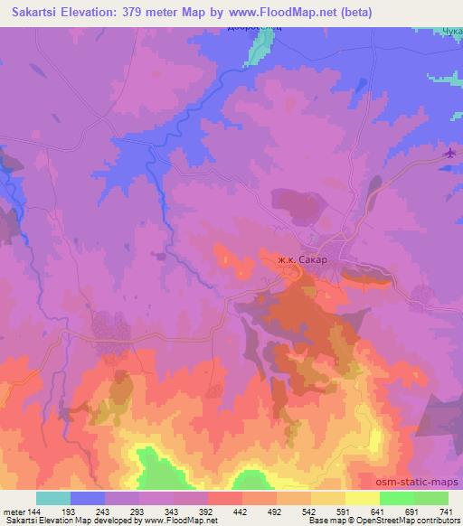 Sakartsi,Bulgaria Elevation Map