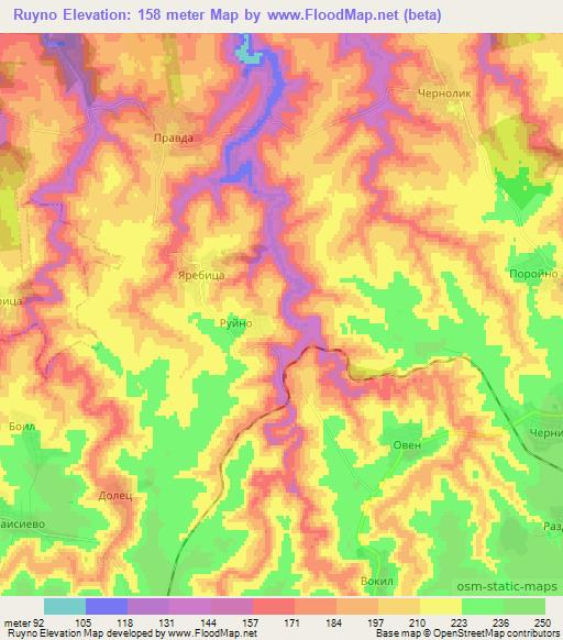 Ruyno,Bulgaria Elevation Map