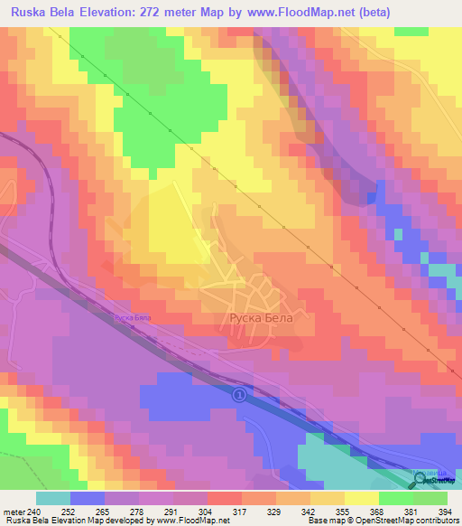 Ruska Bela,Bulgaria Elevation Map