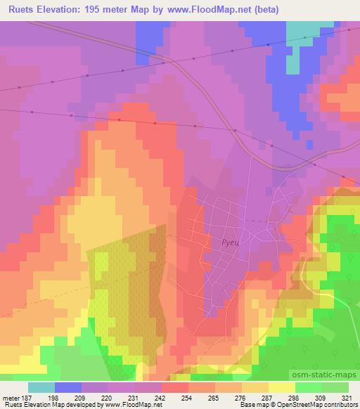 Ruets,Bulgaria Elevation Map