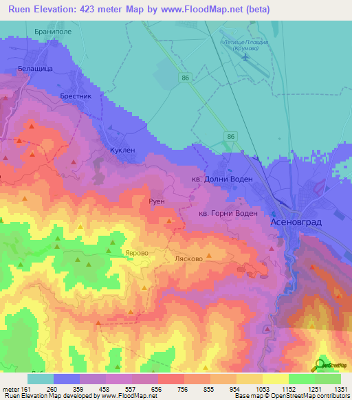 Ruen,Bulgaria Elevation Map