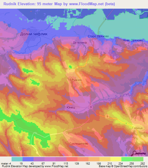 Rudnik,Bulgaria Elevation Map