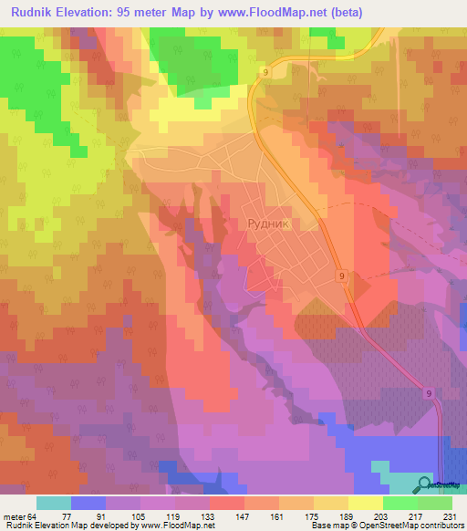 Rudnik,Bulgaria Elevation Map