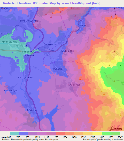 Rudartsi,Bulgaria Elevation Map