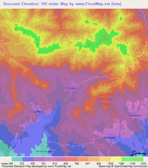 Rozovets,Bulgaria Elevation Map