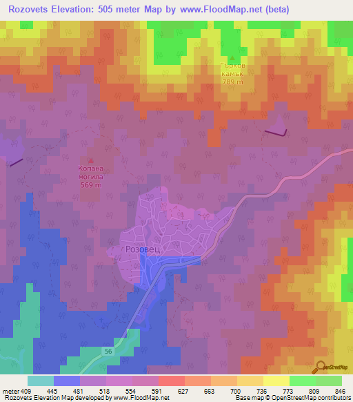 Rozovets,Bulgaria Elevation Map