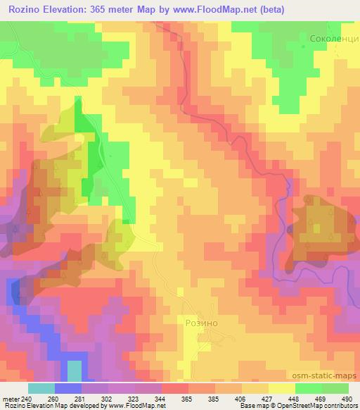Rozino,Bulgaria Elevation Map