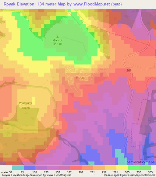 Royak,Bulgaria Elevation Map