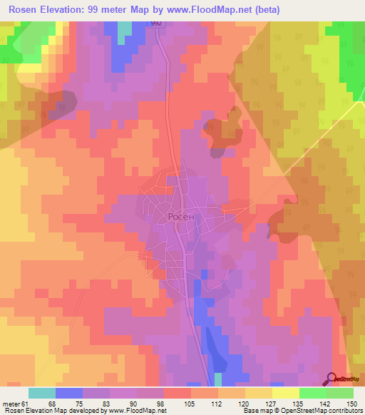 Rosen,Bulgaria Elevation Map