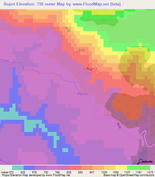 Ropot,Bulgaria Elevation Map