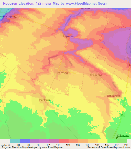 Rogozen,Bulgaria Elevation Map