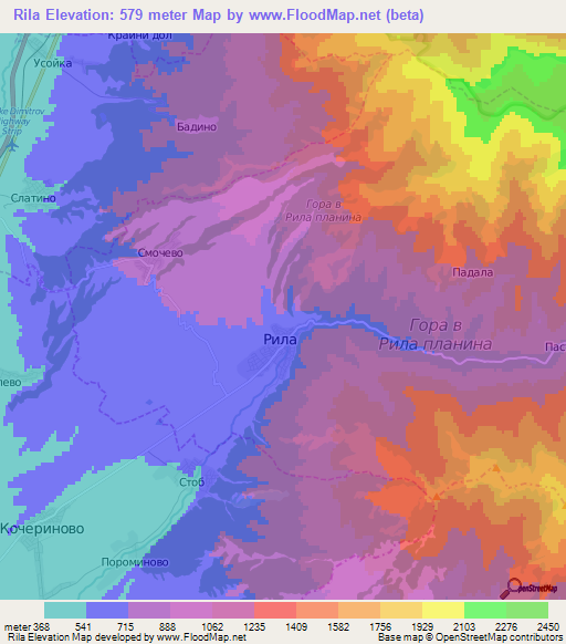 Rila,Bulgaria Elevation Map