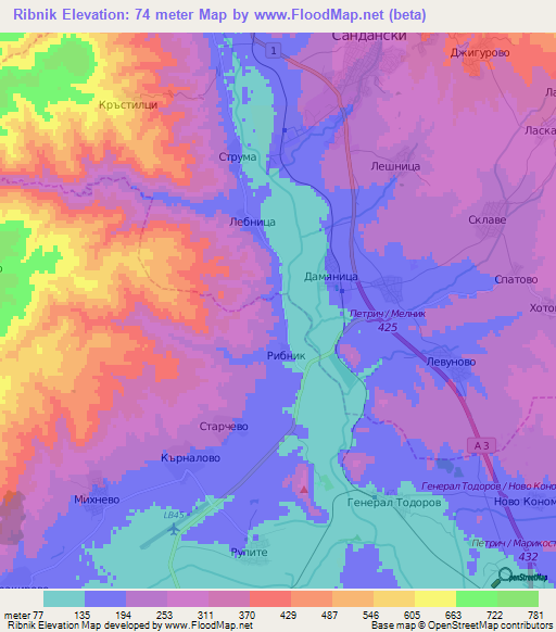 Ribnik,Bulgaria Elevation Map