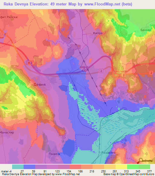 Reka Devnya,Bulgaria Elevation Map