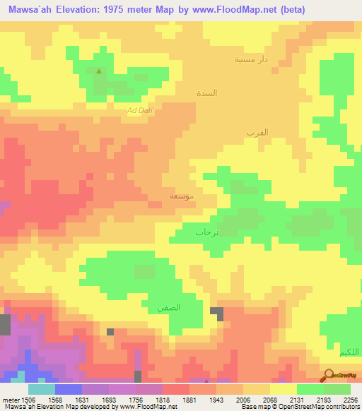 Mawsa`ah,Yemen Elevation Map