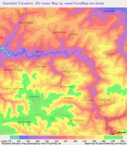 Razdeltsi,Bulgaria Elevation Map