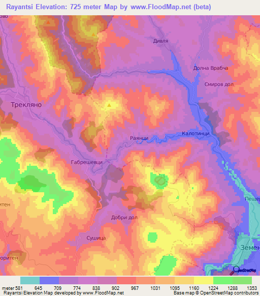 Rayantsi,Bulgaria Elevation Map
