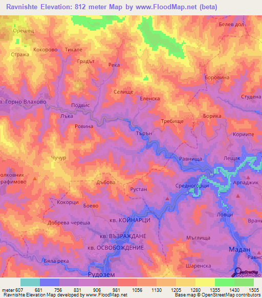 Ravnishte,Bulgaria Elevation Map