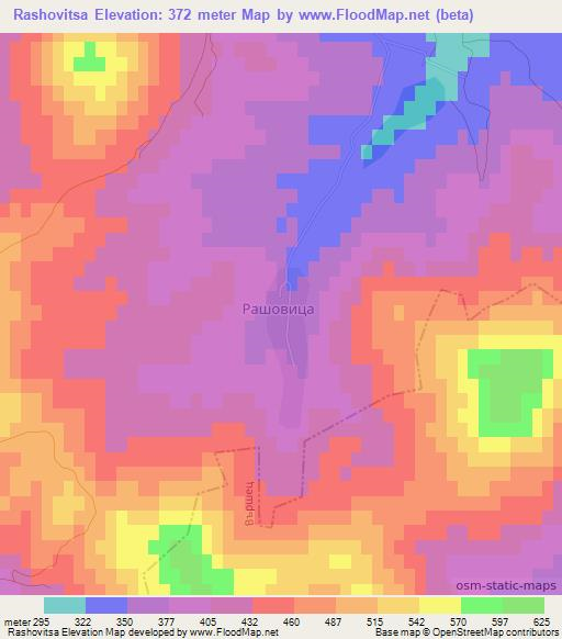 Rashovitsa,Bulgaria Elevation Map