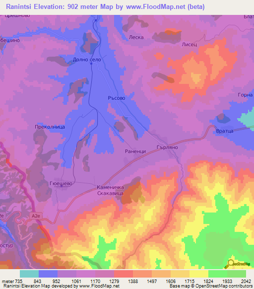 Ranintsi,Bulgaria Elevation Map