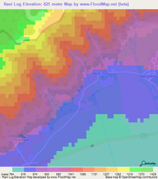 Rani Lug,Bulgaria Elevation Map