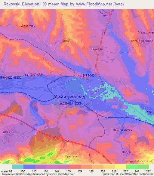 Rakovski,Bulgaria Elevation Map