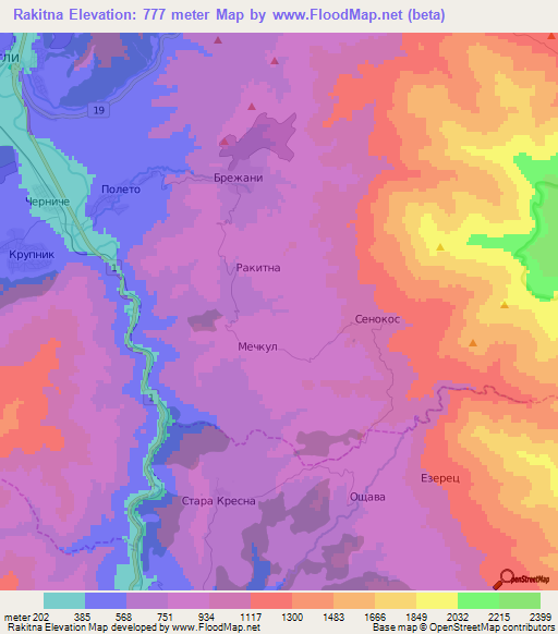 Rakitna,Bulgaria Elevation Map