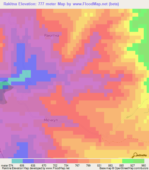 Rakitna,Bulgaria Elevation Map