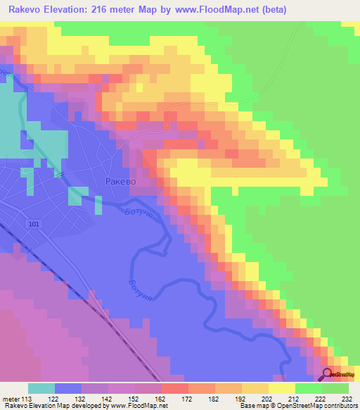 Rakevo,Bulgaria Elevation Map