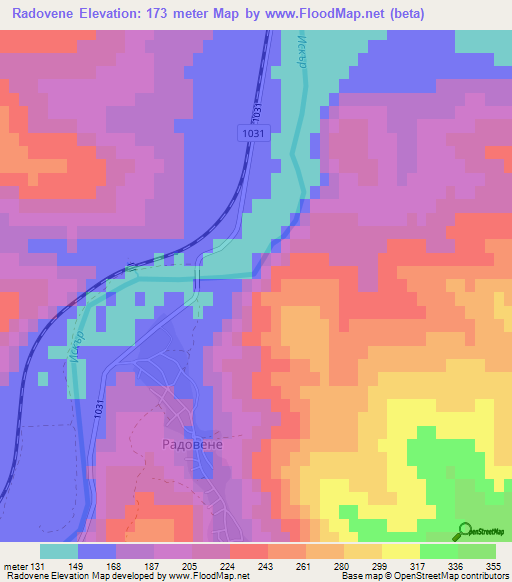 Radovene,Bulgaria Elevation Map