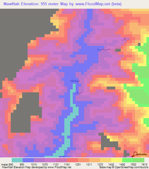Mawfitah,Yemen Elevation Map