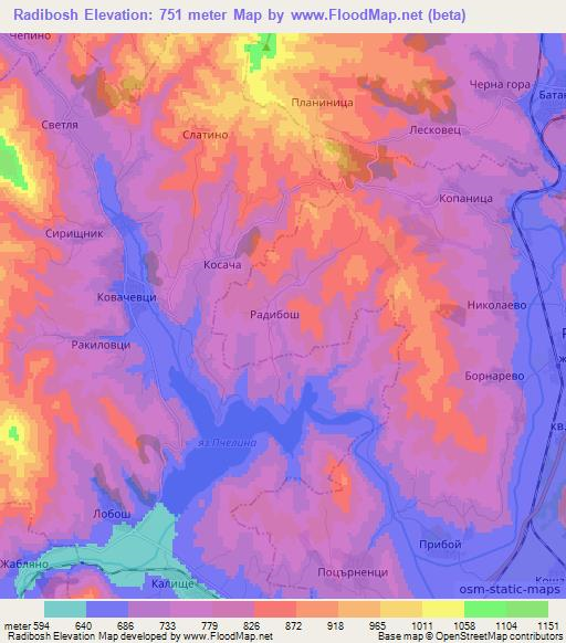 Radibosh,Bulgaria Elevation Map